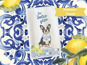 Italian Summer Dog Kitchen Towel- Home Decor 16x 24