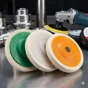 4 Inch Wool Polishing Buffing Wheel Set for Angle Grinder Fine to Coarse Felt Pads Metal Wood Plastic Surface High Gloss Finish DIY Professional