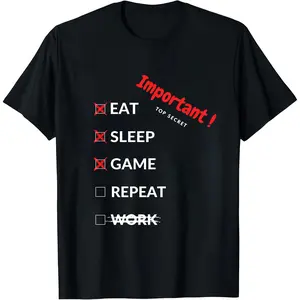 100% Cotton Gamer Shirt – Humorous Daily Routine LOL LUL Print