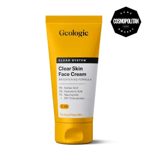 Geologie Clear Skin Face Cream | Clear System Daily Moisturizer with SPF15 for Acne-Prone Skin | Azelaic Acid, Niacinamide & Hydrating Hyaluronic Acid | Lightweight & Oil Free | 60 ML