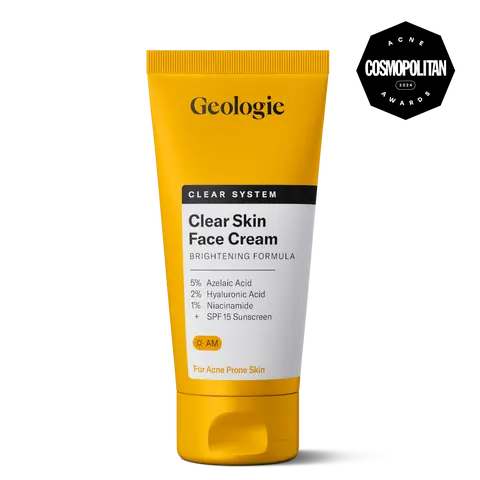 Geologie Clear Skin Face Cream | Clear System Daily Moisturizer with SPF15 for Acne-Prone Skin | Azelaic Acid, Niacinamide & Hydrating Hyaluronic Acid | Lightweight & Oil Free | 60 ML