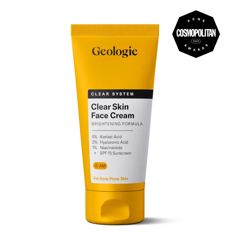 Geologie Clear Skin Face Cream | Clear System Daily Moisturizer with SPF15 for Acne-Prone Skin | Azelaic Acid, Niacinamide & Hydrating Hyaluronic Acid | Lightweight & Oil Free | 60 ML