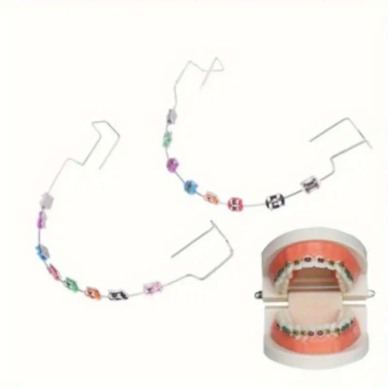 Fake Braces Accessory Kit - Colored Stainless Steel Color Braces Decoration 1pc, Ortho Accessory with Adjustable Wire, Ligatures, Secure Hold, Variable Fit for Smile Styling (Sports & Outdoor Leisure Use), Vibrant