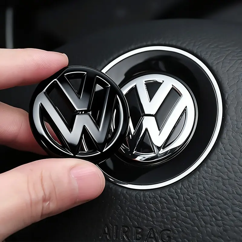 Car Logo Steering Wheel Emblem Decorative Badge Stickers Decal For Cars Decoration Interior Accessories, Auto Accessories For Volkswagen VW GTI Polo Golf Passat Tiguan