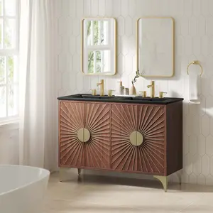 Modway Daylight 48" Double Sink Bathroom Vanity in Black Walnut