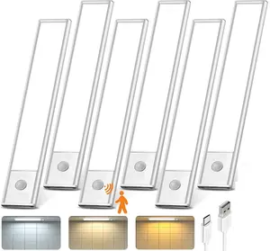 Under Cabinet Lighting Wireless, LED Motion Sensor Light Indoor, Rechargeable Closet Lights, Dimmable & 3 Color Temps, Under Counter Lights for Kitchen, Stairs