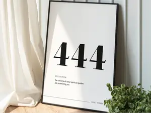444 Angel Number, Manifestation Energy Spiritual Poster, Protection, Minimal Wall Art, Law Of Attraction Poster Prints No Framed, Gifts For Her, Art Prints, Wall Art Home Decor, Poster For Room
