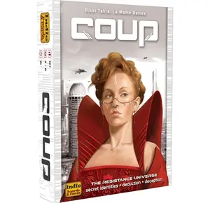 Coup Card Game by Indie Boards & Cards | Fast Bluffing and Social Deduction Strategy | Hidden Roles, Deception, and Player Interaction | Quick 15-Minute Game for 2–6 Players | Adults, Teens, Families