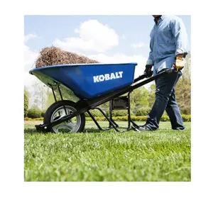 6-cu ft 1 Wheel Steel Push Wheelbarrow Flat-Free Tire