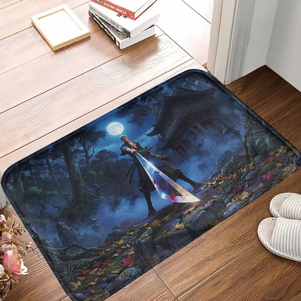 Samurai Moonlight Forest Rug Japanese Sword Warrior Print Design Nonslip Soft Washable Floor Mat Perfect for Living Room Bedroom Study Office Gift Décor Meditation Space or Anime Theme Room