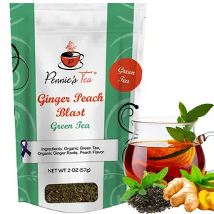 Ginger Peach Blast Green Tea by Pennie's Tea - Natural Sweetness Flavoring - Beverage