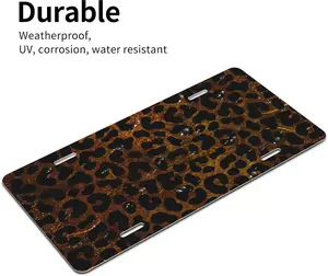 [WILD STYLE] Leopard Cheetah Custom License Plate - Luxury Animal Print Metal Car Tag - Decorative Aluminum Vanity Plate - 6x12 Inch Front Decor