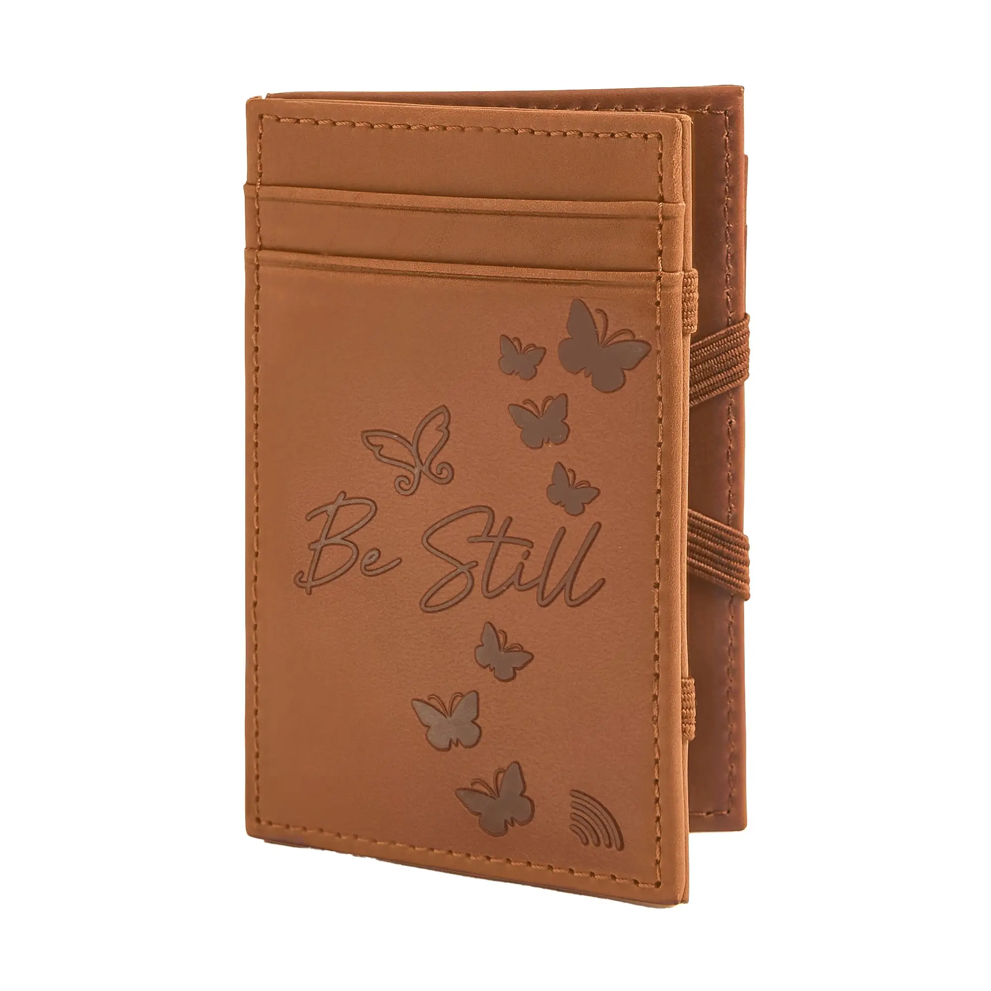Psalm 46:10 Scripture Wallet, Slim Synthetic Leather Card Holder with Butterfly Print, NFC Tap for Daily Devotionals & Multi-Card Slot, Multi-Card Slot Men's Wallets