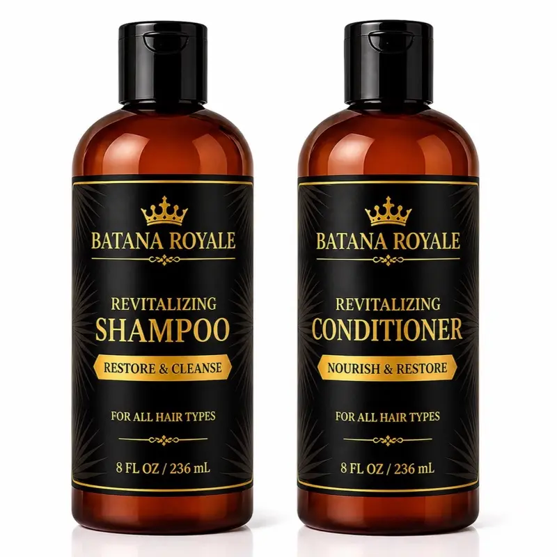 Batana Royale Revitalizing Haircare Bundle - 8 fl oz Cleanser Shampoo & Gentle Conditioner, Restore, Cleanse, Nourish for All Hair Types