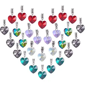 X-BY127  100pcs Crystal Dangle Charms, Crackle Glass Drop Beads Charms 10 Color Dangle Bead with Silver Bead Cap Drops Beads Charms Pendants for Jewelry Making Necklace Earring