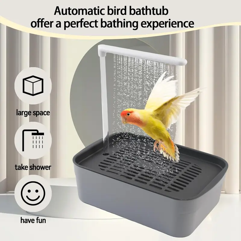 Automatic Bird Cage Grooming Clean Bath Shower with Water Pump, Parrot Bath Box, Electric Fountain Bathtub with Circulating Water Design, Suitable for Cockatiels, Lovebirds, Conures, Budgies, and Other Small Birds