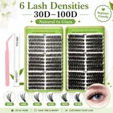 Millruez Lash Cluster Kit - 30D-150D Volume Individual Lashes Extensions, D Curl, Multiple Lengths, Waterproof, Long-Lasting, with Glue & Tweezers for Daily & Party Makeup (Beauty & Personal Care),familyfun