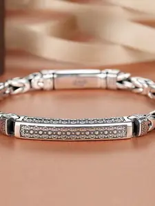 Vintage Silver Color Cuban Chain Bracelet for Men, Ethnic Punk Style, All Seasons Accessory, Perfect Gift for Valentine's Day and Parties