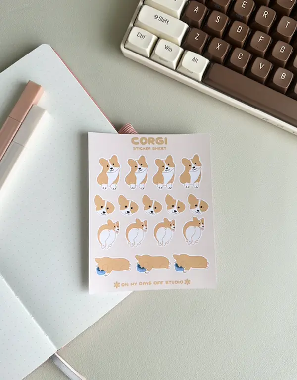 Kawaii Corgi Sticker Sheet