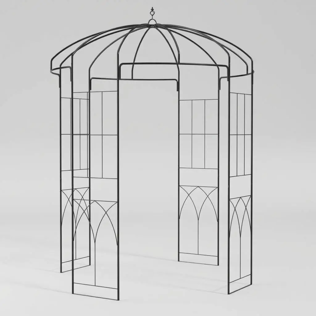 Garvee 8.8FT Birdcage Garden Arch Arbor - Black Wrought Wedding Arch for Outdoor Ceremony, Heavy-Duty Metal Pergola Pavilion with Trellis for Climbing Plants, Patio, Backyard Decor