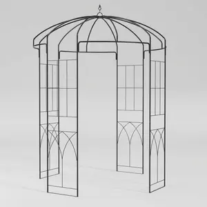 Garvee 8.8FT Birdcage Garden Arch Arbor - Black Wrought Wedding Arch for Outdoor Ceremony, Heavy-Duty Metal Pergola Pavilion with Trellis for Climbing Plants, Patio, Backyard Decor