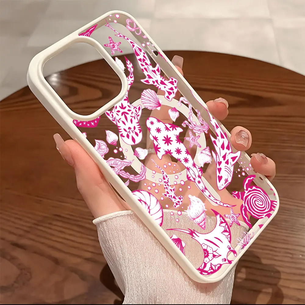 Premium Magnetic Phone Cases for iPhone17/11/12/13/14/15/16//17/Air/promax/Plus Marine Life Pink Whale Shark y2k cased MagSafe Ready, Anti-Fall, Springtok and Ultra-Thin Design |     Perfect for Everyday Use Protector Screen Protector Aesthetic Resistance