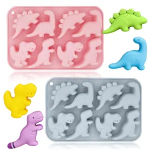 2 Pack Cute Dinosaur Silicone Molds 8 Cavity 3D Dinosaur Themed Baking Mould Tray DIY Baking Tool for Chocolate Cake Dessert Candy Mousse Pastry Handmade Soap Cupcake Topper,Hand Tools Kits