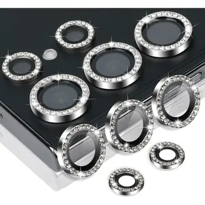 1 Pack Diamond Silver Camera Lens Protector for Samsung Galaxy S25 S24 S23 S22 Ultra Plus FE S26/S26 Plus/S26 Ultrawith Aluminum Alloy Ring and Tempered Glass, Scratch-resistant Decorative Cover, 9H Hardness