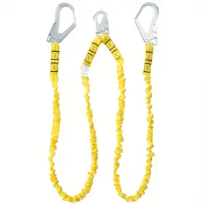 6ft Retractable Safety Lanyard with Double Alloy Steel Snap Hooks, 122lb Tensile Strength, Yellow & Black Checkered Design for Indoor/Outdoor Use, Fall Protection Belt for Climbing and Secure Attachment