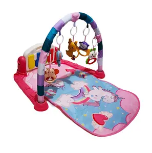 Paaqq Pink Pony Piano Play Mat - Soft and Cushioned for Baby's Comfort with 5 Rattles & Piano for Motor Skills Development - Playpen