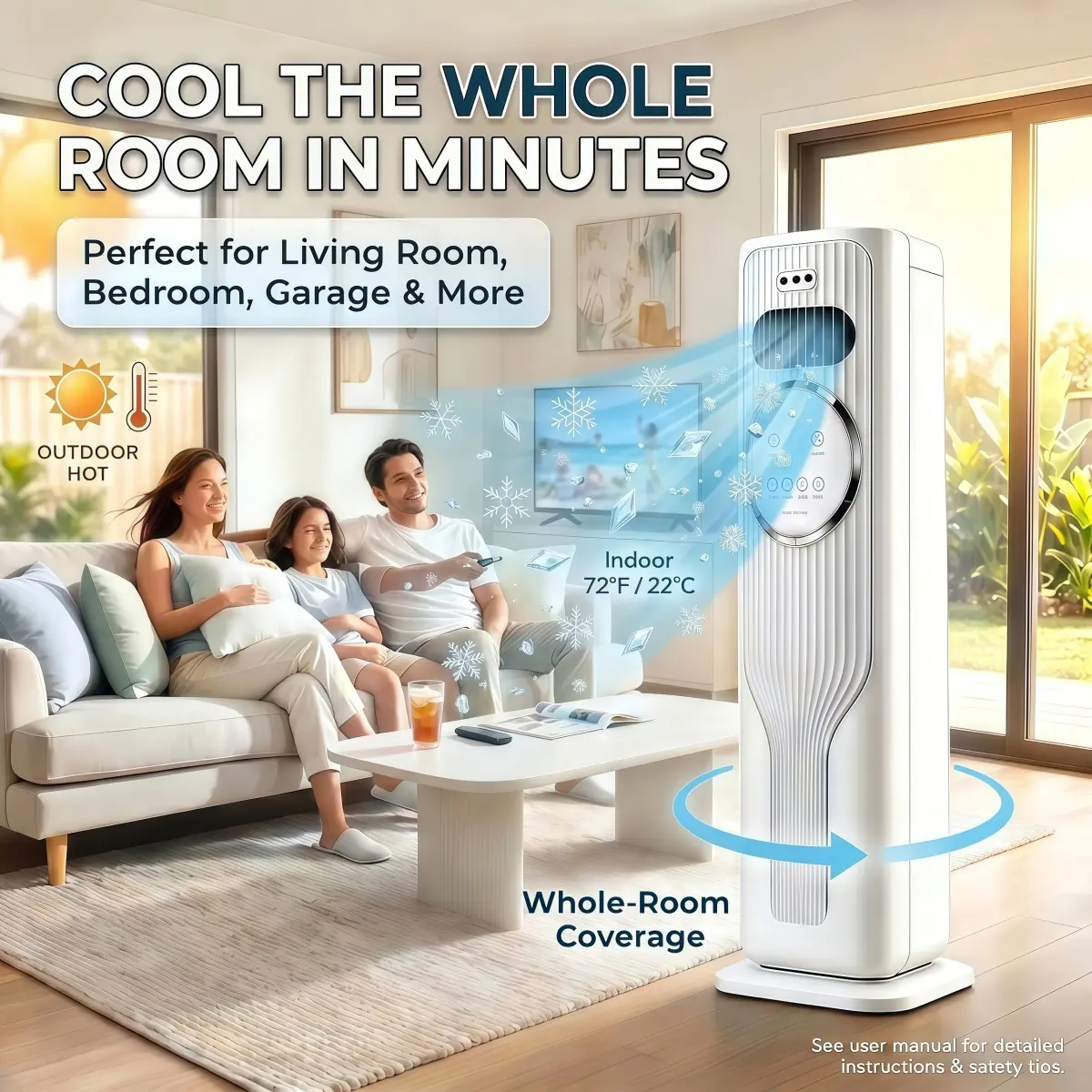 2026 New Arrival 12000BTU Portable Air Conditioner - Ice Crystal Air Cooler Fan（Water & Ice）Ultra Quiet Fast Cooling Mobile AC, Smart 24H Timing Energy Efficient, Suitable for Bedroom Office Living Room, Summer Comfort Cool All Day, TikTok Mid Year Sale