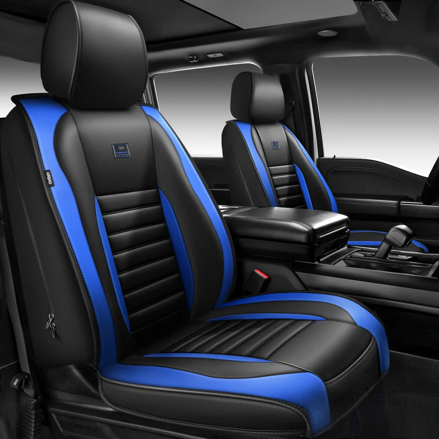 CAR PASS Nappa Leather Seat Covers Protection for Front Seats Universal Waterproof & Anti-Slip Design Airbag Compatible for Sedan, SUV, Pickup Truck Black 1 Count CAR PASS Nappa Leather Seat Covers Protection for Front Seats Universal Waterproof & Anti-Slip Design Airbag Compatible for Sedan, SUV, Pickup Truck Black 1 Count