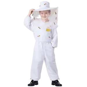 Beekeeper Costume Dress Set For Kids | White Jumpsuit and Hat with Attached Veil - Girly Costume - Perfect for Halloween, Pretend Play Fun, Theme Party & Cosplay Costume Party