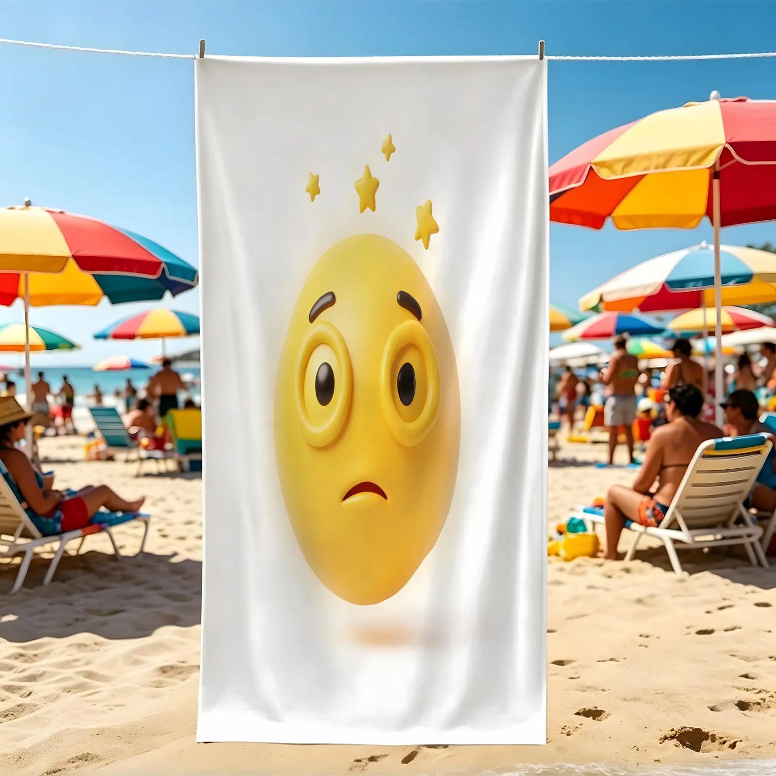 1Pcs Yellow Emoji Print Beach Towel, Multiple Styles, Quick Dry and Absorbent Microfiber Towel, Lightweight and Sand-Free for Pool and Beach Use, Suitable for All People, Ideal Gift Choice