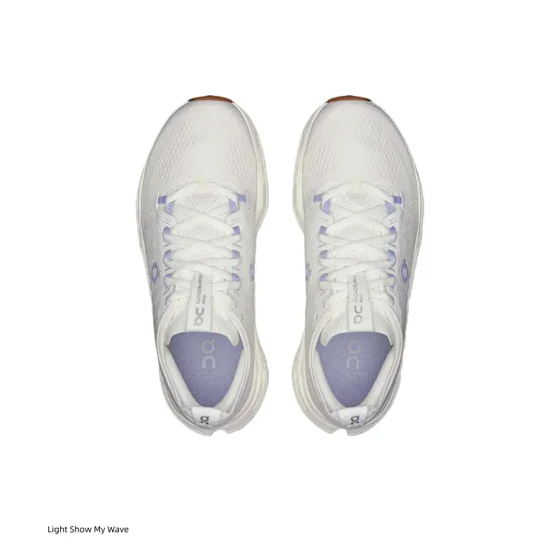 Unisex Off White Running Sneakers, Breathable Knitted Mesh Upper With Light Purple Logo, Hollow Cutout Thick Cushion Midsole, Shock Absorbing Wear-resistant Outsole, Comfort Athletic Shoes For Jogging, Fitness Training And Daily Casual Outfits