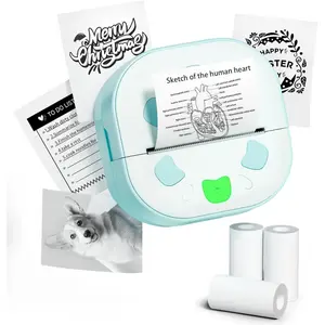 Sticker Printer, PrintPods Mini Printer, Bluetooth Portable Sticker Maker with 3 Rolls Paper, Print Pod Inkless Thermal Printers For iphone, Portable Printer For Notes, Journal, DIY, Kids Gift