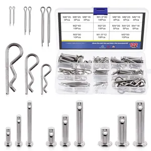 122 count 4 Styles Clevis Pin/Cotter Pin/Hair Pin/Dowel Pin Assortment Set, 15 Size 304 Stainless Steel Pin Fasteners for Automotive, Mechanics, , , Lawn Mower Use
