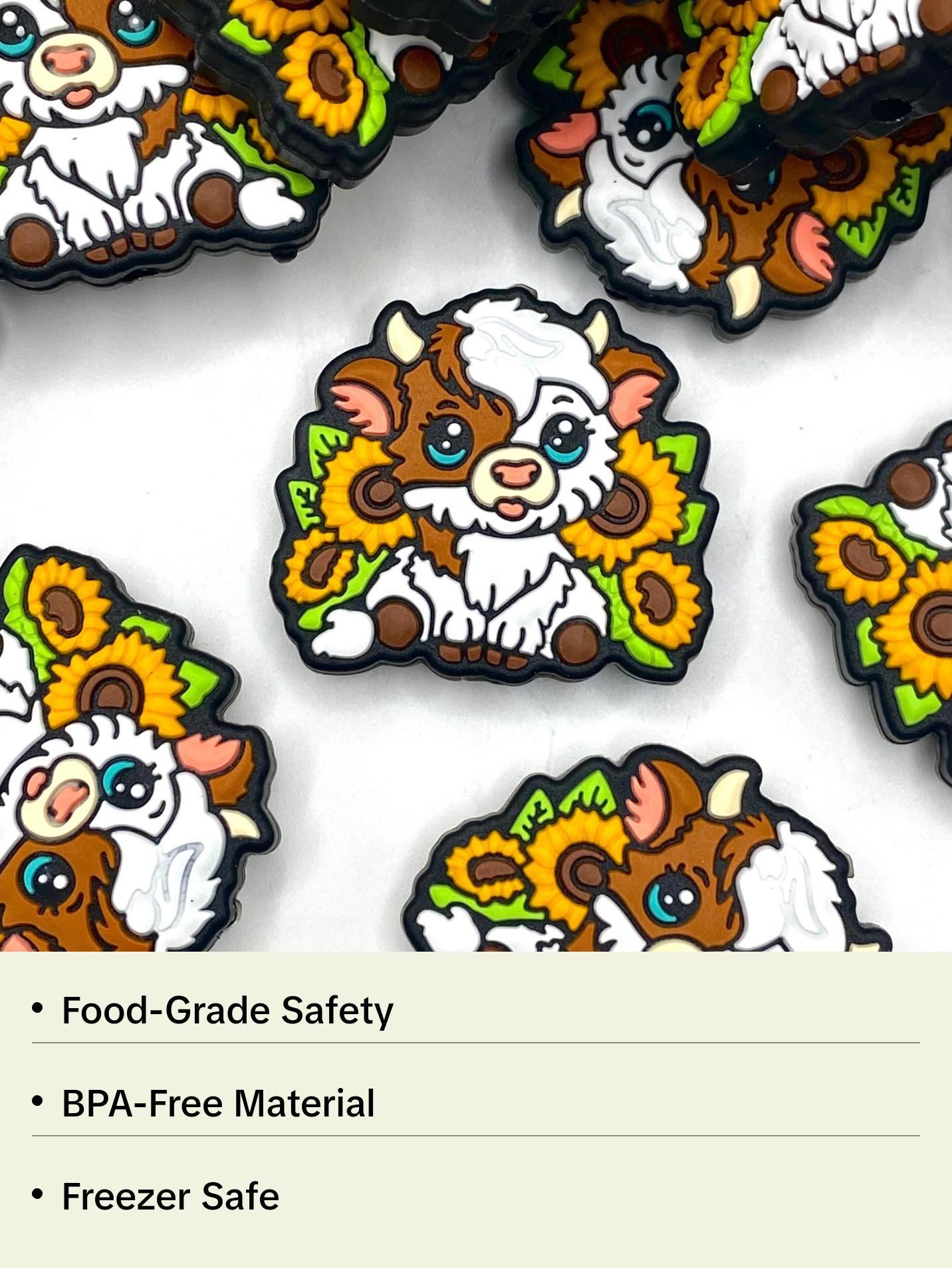 Peace, Love, Cows Silicone Focal Beads | Cow Sunflower Beading & Crafting