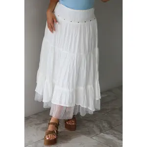 Tell Me Why Maxi Skirt: White