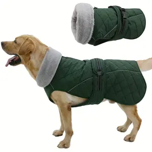 Pet winter warm dog jacket with adhesive buckle strap, adjustable durable dog snow suit, night reflective high neck Fleece vest - suitable for large dog jackets in cold weather, Outdoor Dog Apparel, Machine Washable Pet Wear