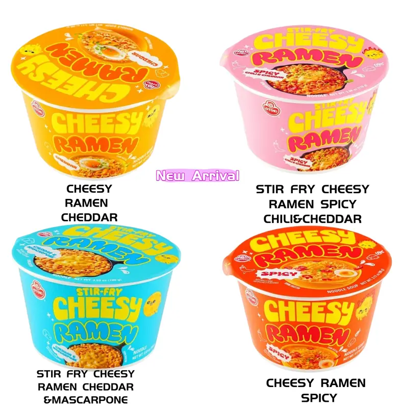OTTOGI OTOKI Cheesy Ramen Bowl Korean Instant Noodles with Quick & Easy Meal 4 flavors to choose: Spicy Chili & Cheddar Flavor, Cheddar & Mascarpone Flavor,Spicy Flavor,Cheddar Flavor