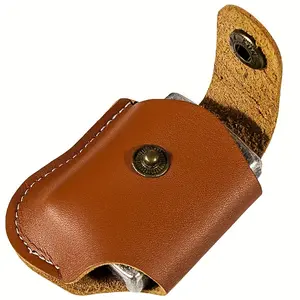 Handmade Genuine Leather Kerosene Oil Lighter Belt Case, Solid Color No Pattern Design, Durable & Stylish Accessory for Men Women