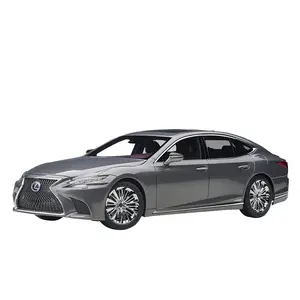 Lexus LS500h Manganese Luster Gray Metallic with Crimson and Black Interior 1/18 Model Car by Autoart