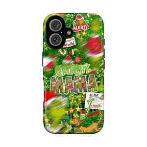 Funny Green Mama Christmas Phone Case – Retro Holiday Cover, Cute Festive Character Aesthetic, Trendy Holiday Gift for Him & Her, Compatible with iPhone 17–11 Pro Max & Samsung S21–S25 Ultra