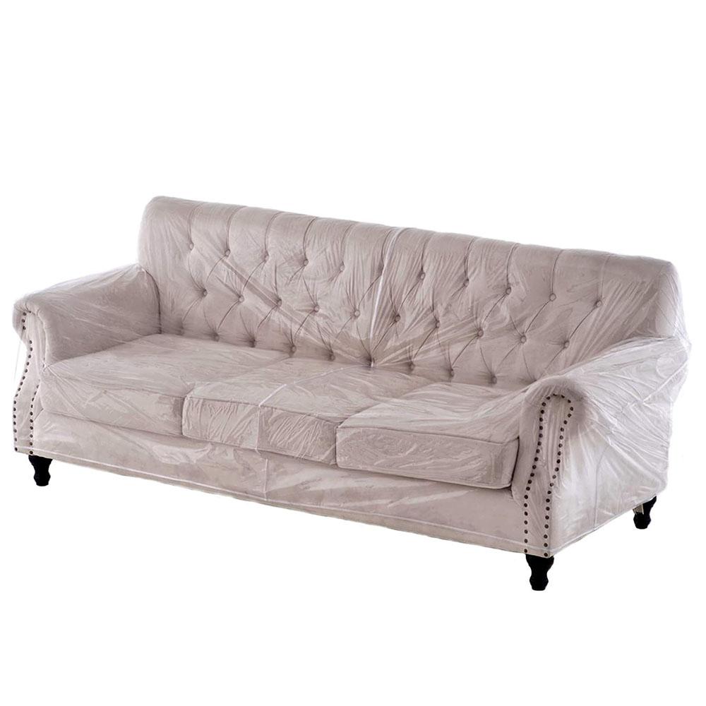 Swanna Waterproof Clear Plastic Thicker 36”RH x 18" FH x 84”W x 40" D, Loveseat Sofa/Couch Cover - Vinyl Shield Sofa Slipover Furniture Protection for Moving (Loveseat -1 Pack)
