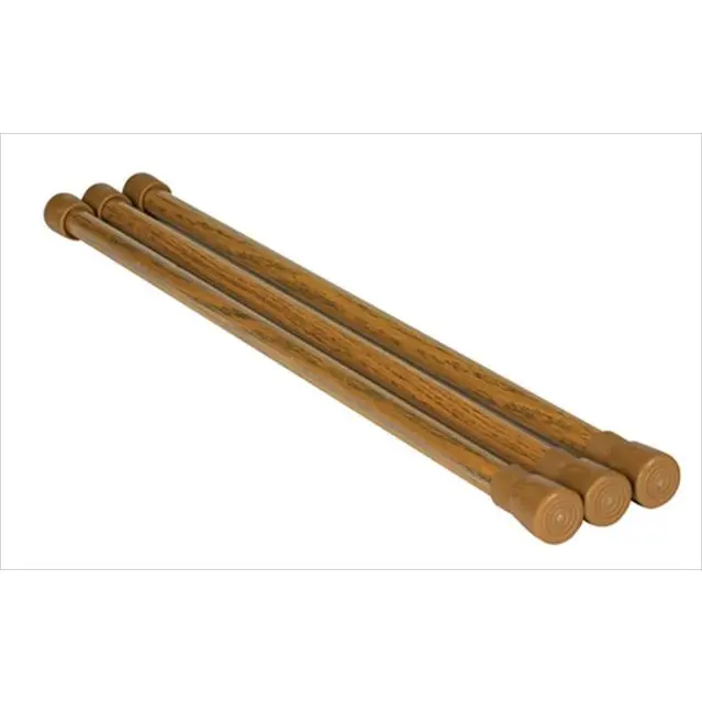 Camco 43823 Oak-Finish Spring Loaded Bars - 3 Per Pack, Extends 16-28 in, Refrigerator Accessory for Travel Organization