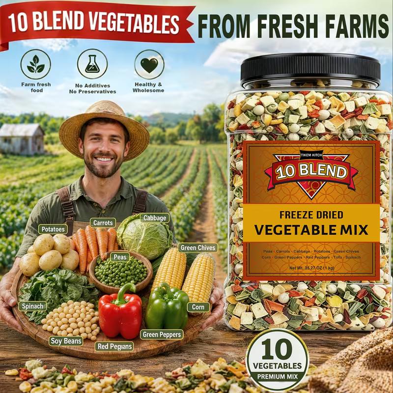 Deluxe Dry Natural Snack Dried Vegetable Soup Mix, 16/25/35 oz Resealable Pouch - Premium Dehydrated Vegetable Blend for Cooking, Camping - No MSG, Vegan Emergency Food Supply
