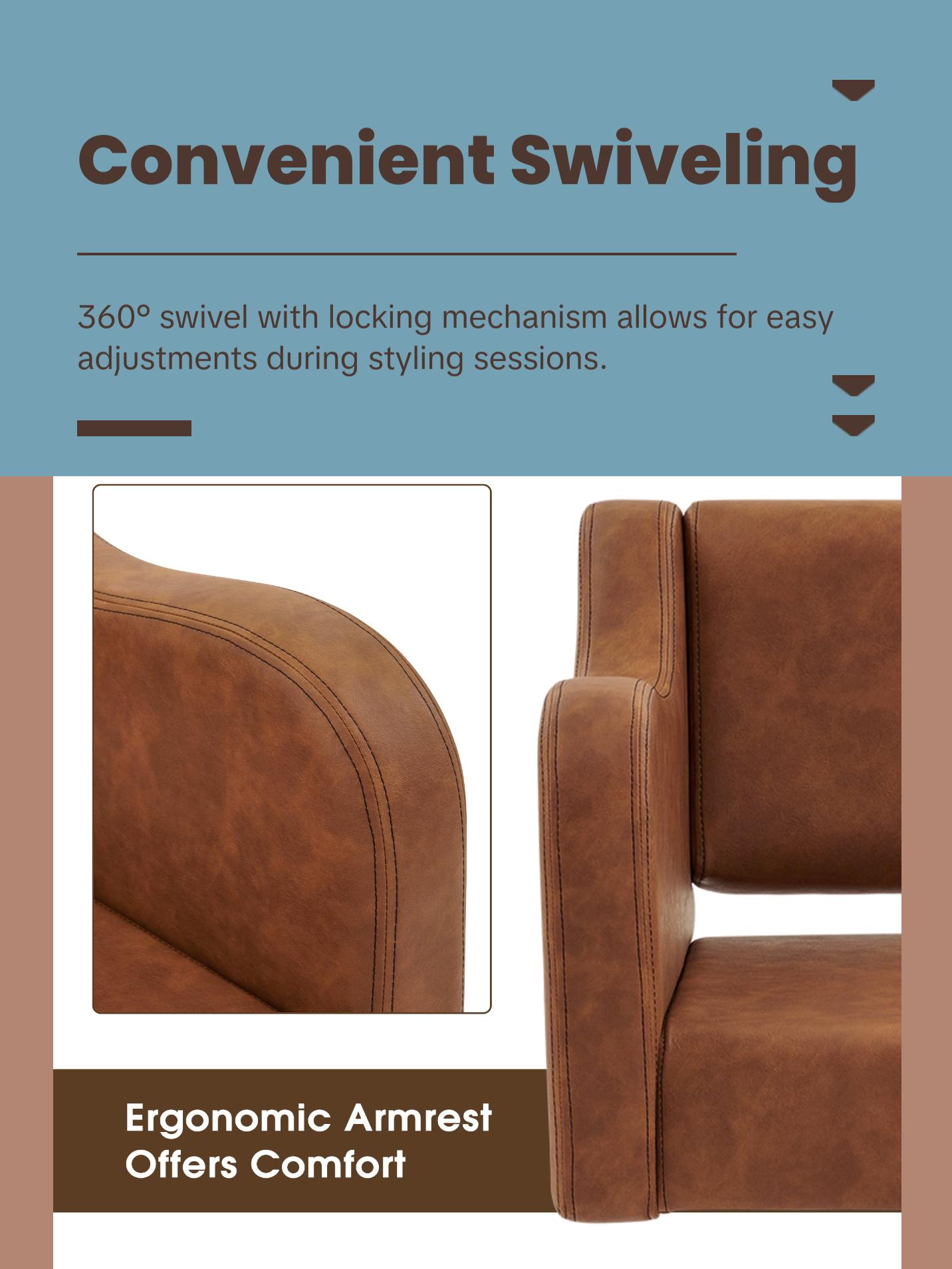 BarberPub Salon Chair for Hair Stylist, Hydraulic Barber Styling Chair Brown 3802 BarberPub Salon Chair for Hair Stylist, Hydraulic Barber Styling Chair Brown 3802