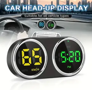 Universal Car HUD GPS Digital Speedometer, Head Up Display Speed&Time, Multifunction Speedometer Universal for All Vehicle Car Truck SUV Motorcycle, USB Cable Plug & Play (7 Color MP/H KM/H)