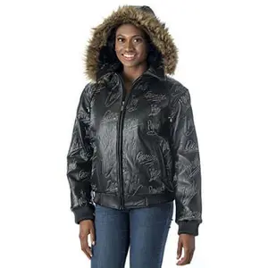 REED Women's Detroit Streets Leather Bomber Jacket - Longsleeves Outerwear with Zip-Out Hoody, Casual Imported Apparel